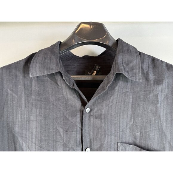 Van Heusen Short Sleeve Button Up Shirt, Black/Charcoal, Men's Size XXL - Picture 5 of 10
